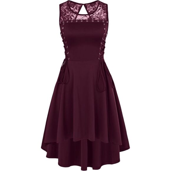 ❤️ Gothic Victorian Sleeveless Lace-Up Hi-Lo Dress with Pockets SIZE S NWT - Picture 1 of 17